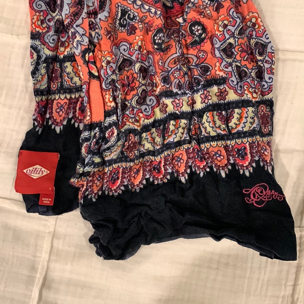 Oilily coral pink and black scarf